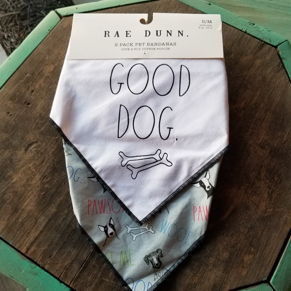 Rae Dunn Good Dog Pet Bandanas 2 pack New With Tags -size SM New